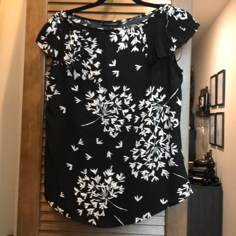 Black Floral Short Sleeve Blouse